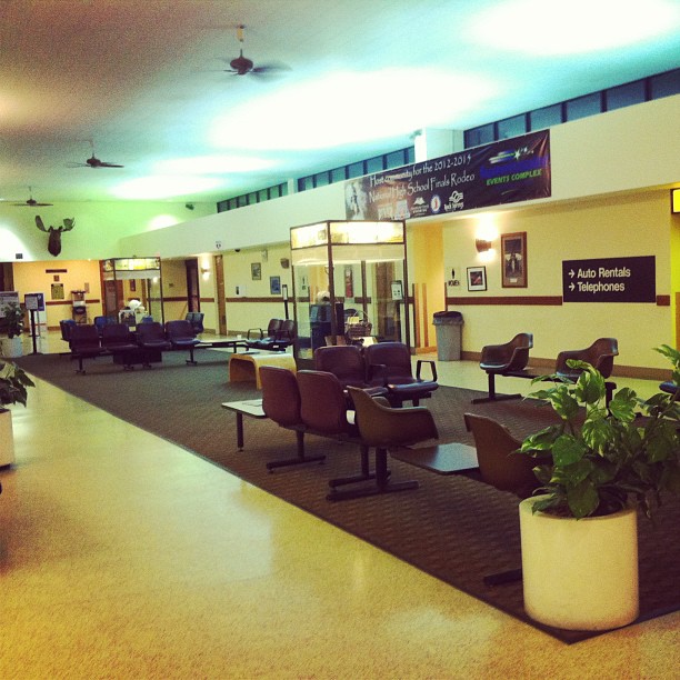 The mighty Rock Springs, Wyoming airport.  I was the only one in the building for at least half an hour.