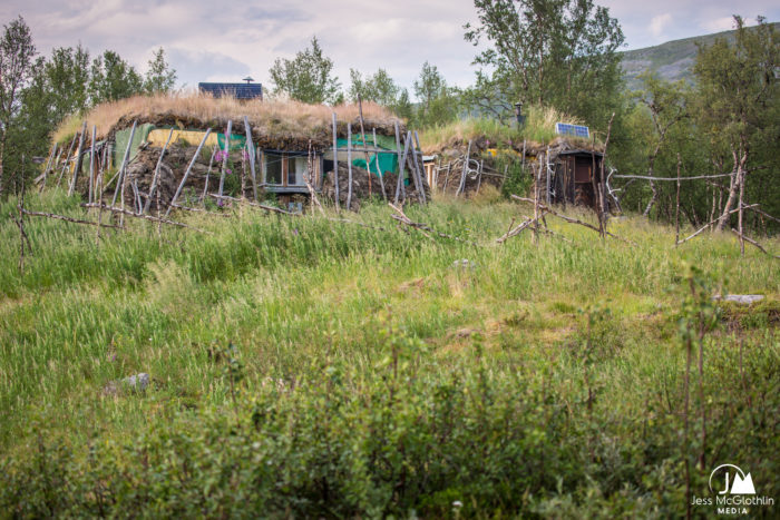 Jess McGlothlin Media. Camp life and buildings. Tjuonajokk camp, Swedish Lapland.